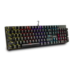 Tastatura mecanica Spacer USB Gladiator, switch-uri mecanice rosii, 104 taste, anti-ghosting 26 taste, iluminare RGB, Negru