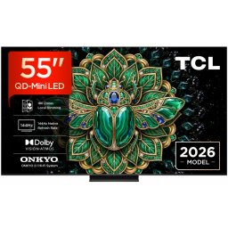 Televizor QD-MiniLED TCL 55MQLED75L, 138 cm, Smart Google TV, 4K Ultra HD, 144Hz, Onkyo (Model 2026), Negru