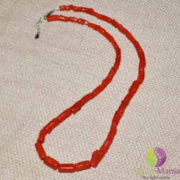 Colier coral rosu natural 9x5mm si argint 925