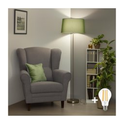 Brilagi - Lampă de podea LED CERIA 1xE27/40W/230V Ø 45 cm verde/crom mat