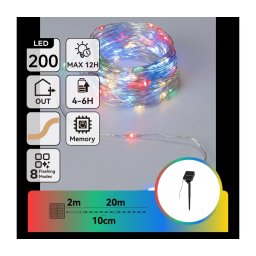 Aigostar - Ghirlandă solară LED 200 LED/8 funcții, 22 m, IP65, multicoloră, 800 mAh