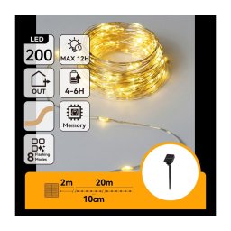 Aigostar - Ghirlandă solară LED 200xLED/8 funcții 22m IP65 alb cald 800 mAh