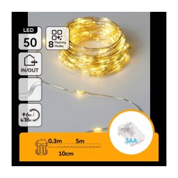 Aigostar - Ghirlandă LED 50xLED/3xAA 5,3m alb cald
