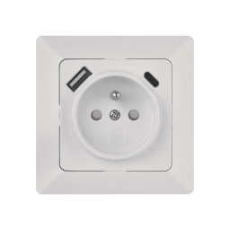 Priză de perete cu porturi USB-A și USB-C