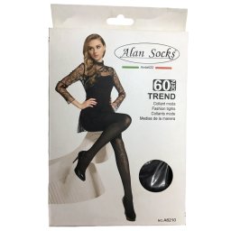 Ciorap elegant de dama, 60 DEN, negru cu cristale argintii aplicate (Culoare: NEGRU, Marime: UNIVERSAL)