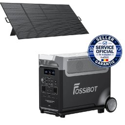 Pachet Statie de incarcare portabila Fossibot F3600 Pro + Panou solar Fossibot SP420 Negru, 3600W, 3840Wh, Ecran LCD, Protectie BMS, 13 iesiri, Lanterna LED detasabila, SOS