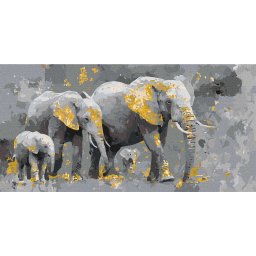 Set pictura pe numere, cu sasiu, Intelepciunea savanei - culori metalizate, 40x80 cm