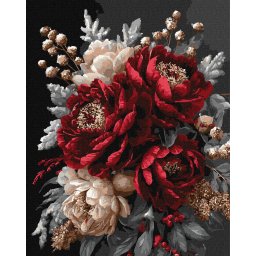 Set pictura pe numere, cu sasiu, Petale rosii, 40x50 cm