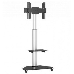 Stand de Podea TECHLY cu Raft Tip Troley pentru TV LCD / LED / Plasma 37-70inch Argintiu