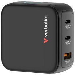 GaN 65W display USB-C1/C2 PD 3.0 pana la 65W USB-A QC 3.0 pana la 20W Negru