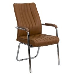 Scaun asteptare maro din piele sintetică cu cadru cromat HRC 614