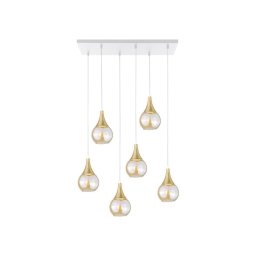 Lustră pe cablu LACRIMA HONEY 6xE27/60W/230V alb/auriu/bej fumuriu
