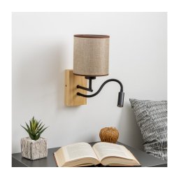 Lampă LED de perete BRILAGI NUBILA WOOD 1xE27/25W/230V + LED/3W stejar/maro