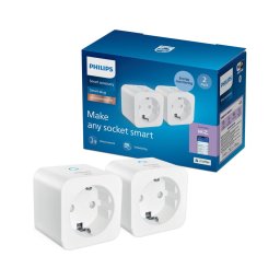 Philips - Pachet cu 2 prize inteligente SCHUKO 2300W + contor de energie Wi-Fi