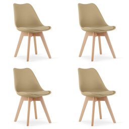Set 4 scaune bucatarie/living, Artool, Mark, PP bej, picioare lemn natur, 49x52x82 cm