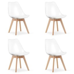 Set 4 scaune bucatarie/living, Artool, Mark, PP transparent, picioare lemn natur, 49x42x82.5 cm