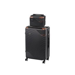 Set valize Leziter TraveLux Urban V, valiza mare 100L + geanta 10L, ABS, negru