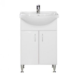 Masca chiuveta baie Leziter Bianca Plus 55 cu lavoar ceramic, alb lucios