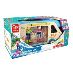 Furgoneta de aventura Hape din lemn cu accesorii, 23 piese