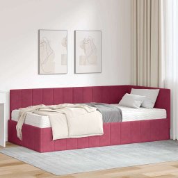 Cadru de pat coltar cu saltea cu headboard 2 pcs Verde Catifea GartenMobel Dekor