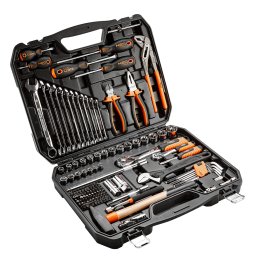 Set unelte si tubulare 143 piese NEO TOOLS, in cutie pentru atelier