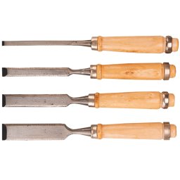 Set dalti pentru lemn 6-24 mm, 4 piese, cu maner ergonomic din lemn