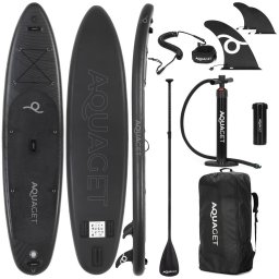 Set placa SUP gonflabila 350x81x15 cm cu vasla, pompa si geanta, negru