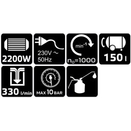 Compresor cu ulei NEO TOOLS 150L, 230V, 2200W, 10 bar, 330 l/min