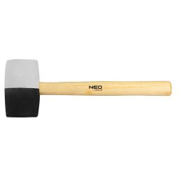 Ciocan de cauciuc alb-negru 63 mm, 680 g, cu maner din lemn