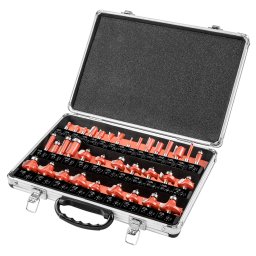 Set freze pentru lemn Graphite, tija 8 mm, 35 piese, cu valiza aluminiu