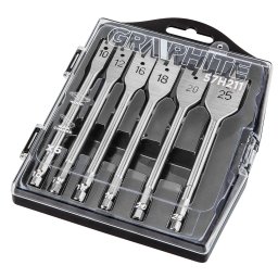 Set burghie plate pentru lemn Graphite, 10-25 mm, prindere hex, 6 buc