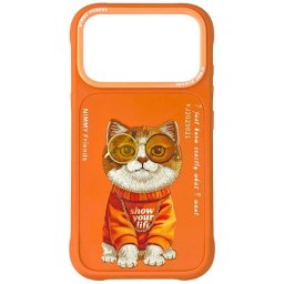 Husa Nimmy Glasses Cool Cat iPhone 17 Pro Portocaliu