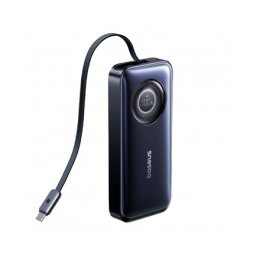 Baterie externa BASEUS EnerCore Power, 20000 mAh, 2x USB-C, 67 W, Display, Cablu USB-C integrat, Black