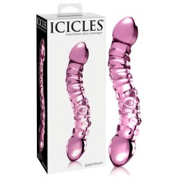 Icicles No. 55 - dildo dublu capăt - stimulare punct G - sticlă roz