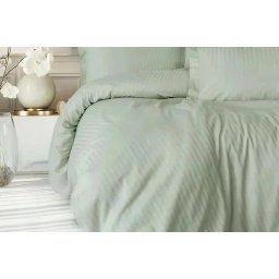 Set husa pilota + fata de perna, satin bumbac 100%, 135x200 cm + 80x80 cm, verde salvie - Verificat A · Re-Bloom