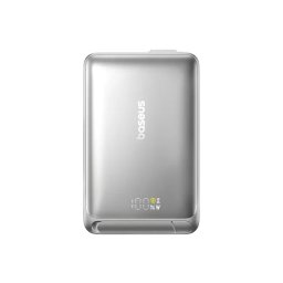 Baterie externa BASEUS Nomos Qi2, 10000 mAh, 2x USB-C, 45 W, Display, Cablu USB-C integrat, Silver