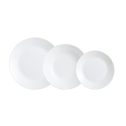 Serviciu de Masa 18 Piese, Zelie White, Sticla Opal, Alb