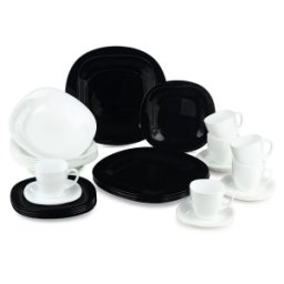 Serviciu de Masa 30 Piese, Portelan, Carine, Alb si Negru