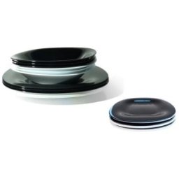 Set de Masa Carine, 18 Farfurii, Alb Negru, Perfect Home