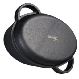 Set 2 x Tava din Fonta pentru Rata, cu Capac si Maner, 38 x 26 x 12 cm, Neagra, Newalor