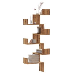Raft coltar perete stejar artizanal 45x45x147 cm lemn prelucrat GartenMobel Dekor