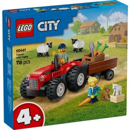 LEGO City Tractor de ferma rosu cu remorca si oi 60461, 4+ ani