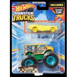 Hot Wheels Monster Truck Hound Hauller cu masinuta metalica inclusa