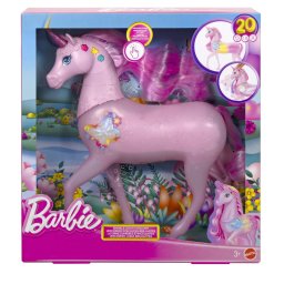 Unicorn Barbie roz interactiv cu lumini stralucitoare si sunete