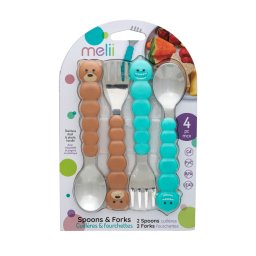 Set 4 tacamuri pentru copii Melii, model urs si rechin, colorate