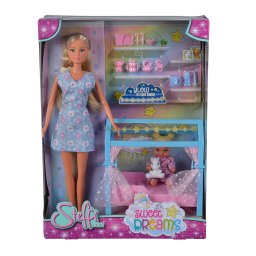 Papusa Steffi Love cu bebelus, patut fosforescent si accesorii