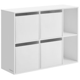 Etajera alba Songmics cu 6 compartimente si 4 sertare textile
