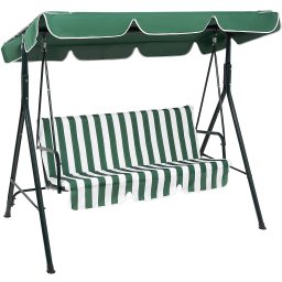 Leagan balansoar de gradina Sersimo Basic, 3 locuri, cu copertina, verde