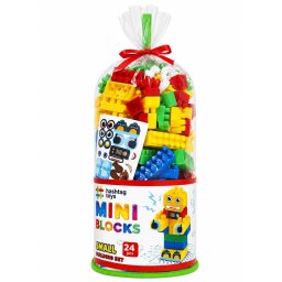 Set de constructie Mini Blocks, 24 piese colorate pentru copii 3+ ani