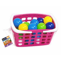 Set cos cu maner si 25 bile colorate pentru copii, joaca activa